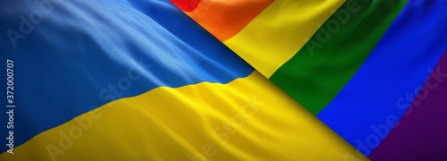 LGBT flag and flag of Ukraine