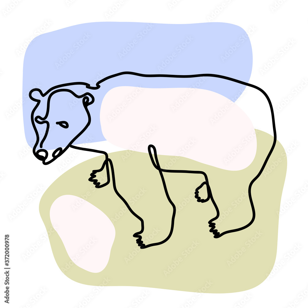 Obraz premium Continuous line drawing of polar bear wild animals vector illustration
