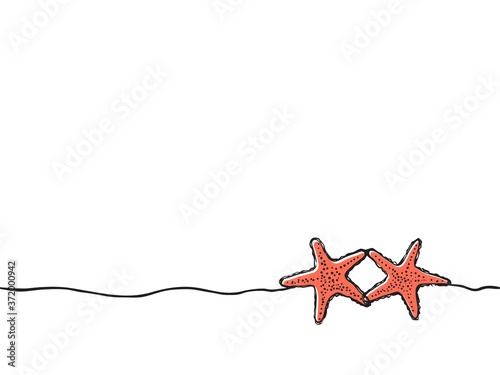childish hand drawn continuous lines starfish seamless vector design for wallpaper, background, texture, label, cover, banner etc. for summer theme