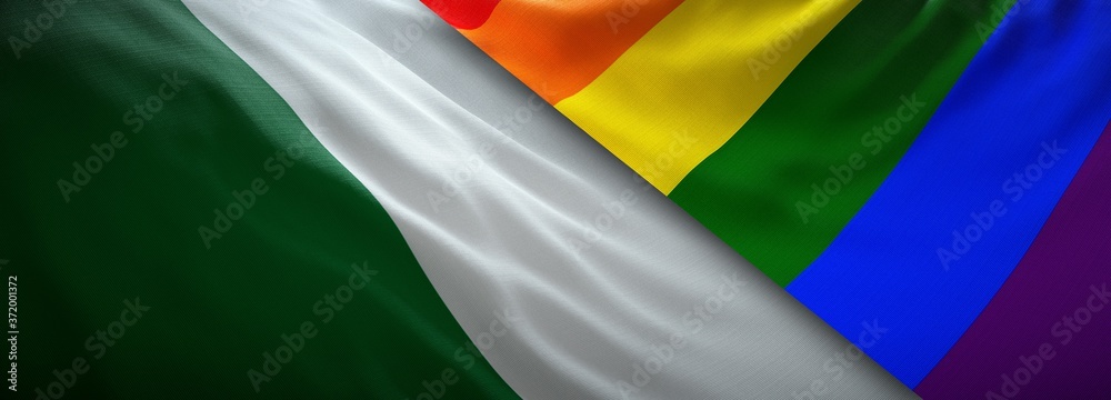 Fototapeta premium LGBT flag and flag of Nigeria