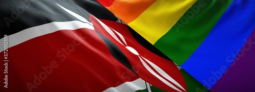 LGBT flag and flag of Kenya photo