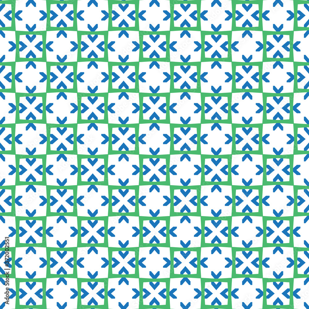 Vector seamless pattern texture background with geometric shapes, colored in green, blue, white colors.