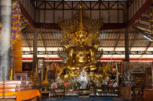 Su Tong Pae golden buddha for foreign travelers thai people travel visit and respect praying in Phu Sa Ma temple of Ban Kung Mai Sak village at Pai city on February 28, 2020 in Mae Hong Son, Thailand