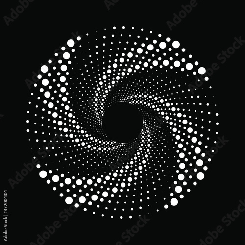 White round shape. Vortex form. Geometric art. Trendy design element for frame, logo, tattoo, sign, symbol, web, prints, posters, template, pattern and abstract background