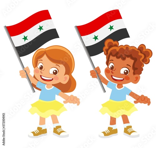 syria flag in hand set
