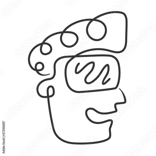 Simple logo of a man in cyber space