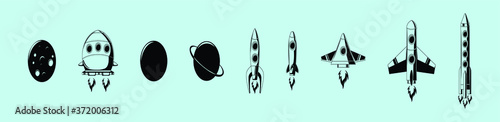 a set of starship icon design template with various models. vector illustration