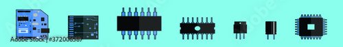 a set of computer chips icon design template with various models. vector illustration
