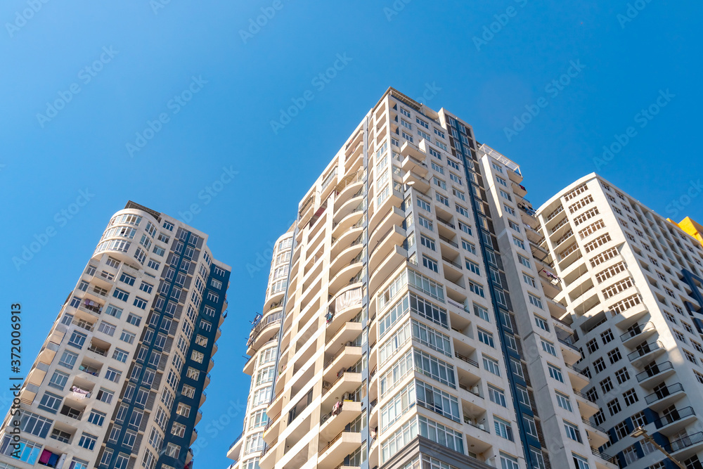 New building on a blue sky in Batumi