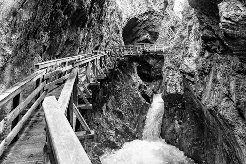 Sigmund Thun Gorge. Cascade valley of wild Kapruner Ache near Kaprun, Austria photo