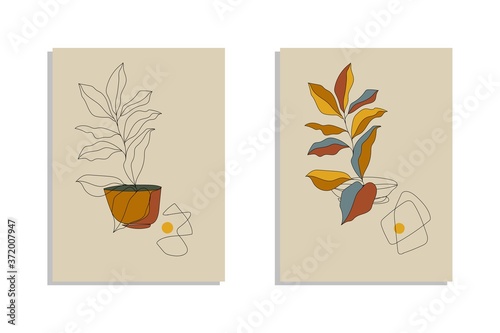  leaves in minimalist style