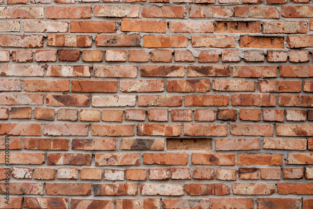 Wall of red bricks. Texture or background of bricks. Wall of red bricks. Texture or background of bricks.