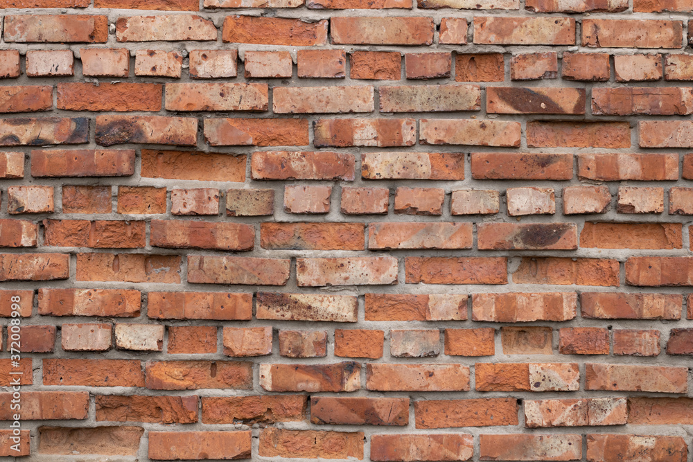 Wall of red bricks. Texture or background of bricks. Wall of red bricks. Texture or background of bricks.