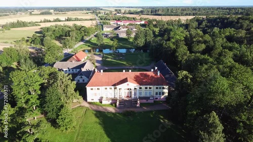 Aerial View of the  Durbe Manor Castle, Tukums, Latvia.old Mansion of Former Russian Empire. photo