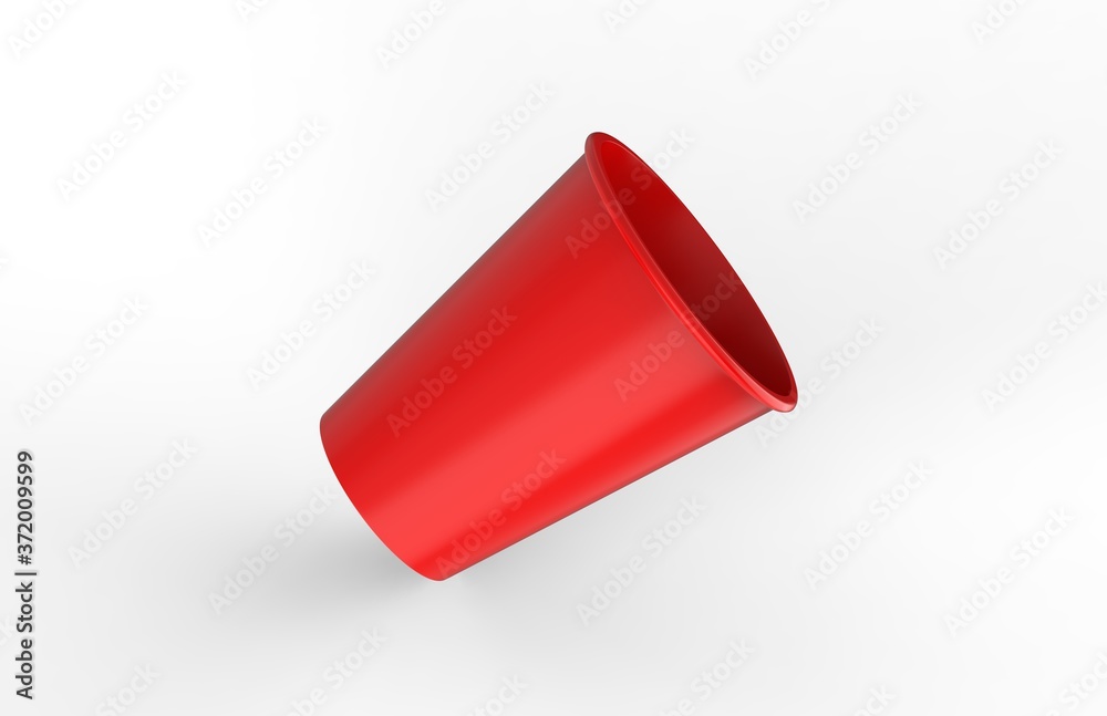 Blank red paper cup mockup template on isolated white background, ready for your design presentation, 3d illustration Blank red paper cup mockup template on isolated white background, ready for your design presentation, 3d illustration