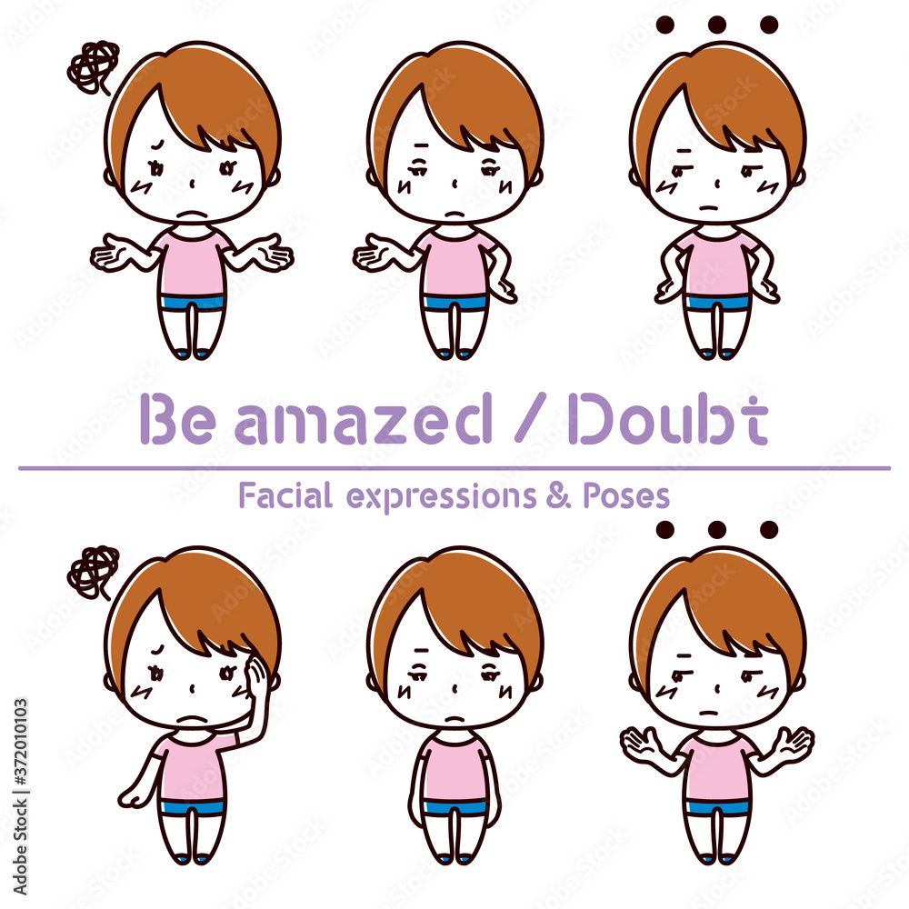 Facial expressions & Poses set / Be amazed / Doubt / Female Facial expressions & Poses set / Be amazed / Doubt / Female