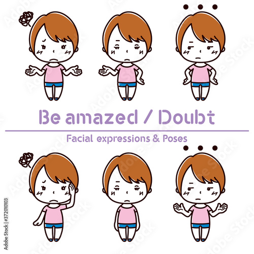 Facial expressions & Poses set / Be amazed / Doubt / Female