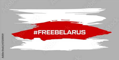 Belarus white-red-white flag. Elections in Belarus 2020. Long live Belarus. Symbol of protest and disagreement. Vector stock illustration. Gray background