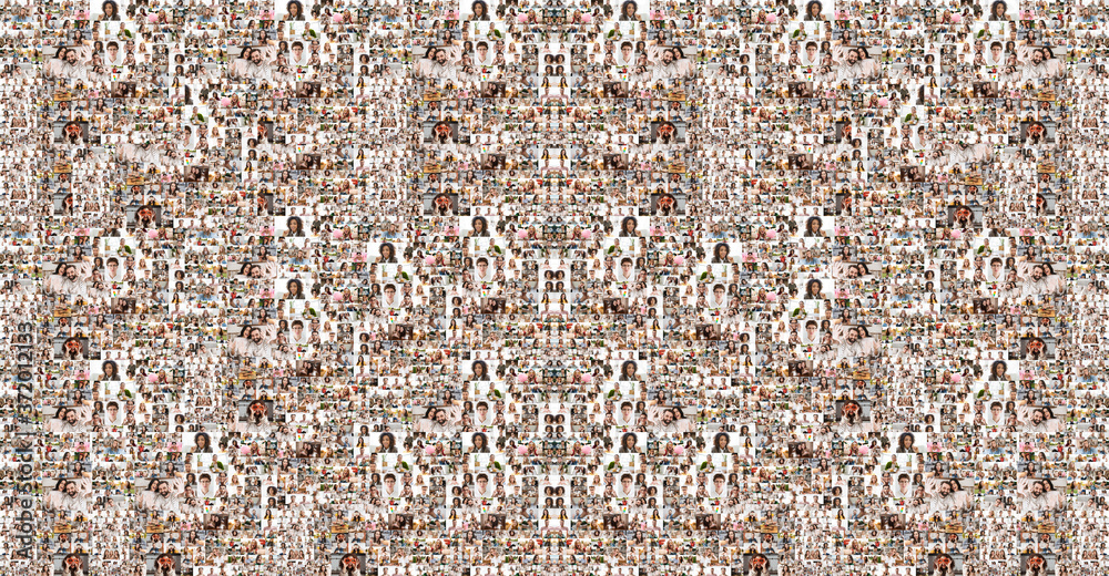 Fototapeta premium Collage image of different multinational people looking at camera