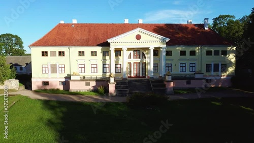 Aerial View of the  Durbe Manor Castle, Tukums, Latvia.old Mansion of Former Russian Empire. photo