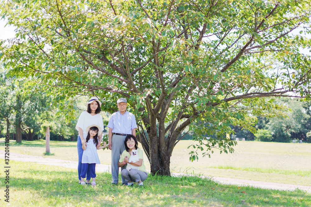 Obraz premium 外で遊ぶ幸せな家族