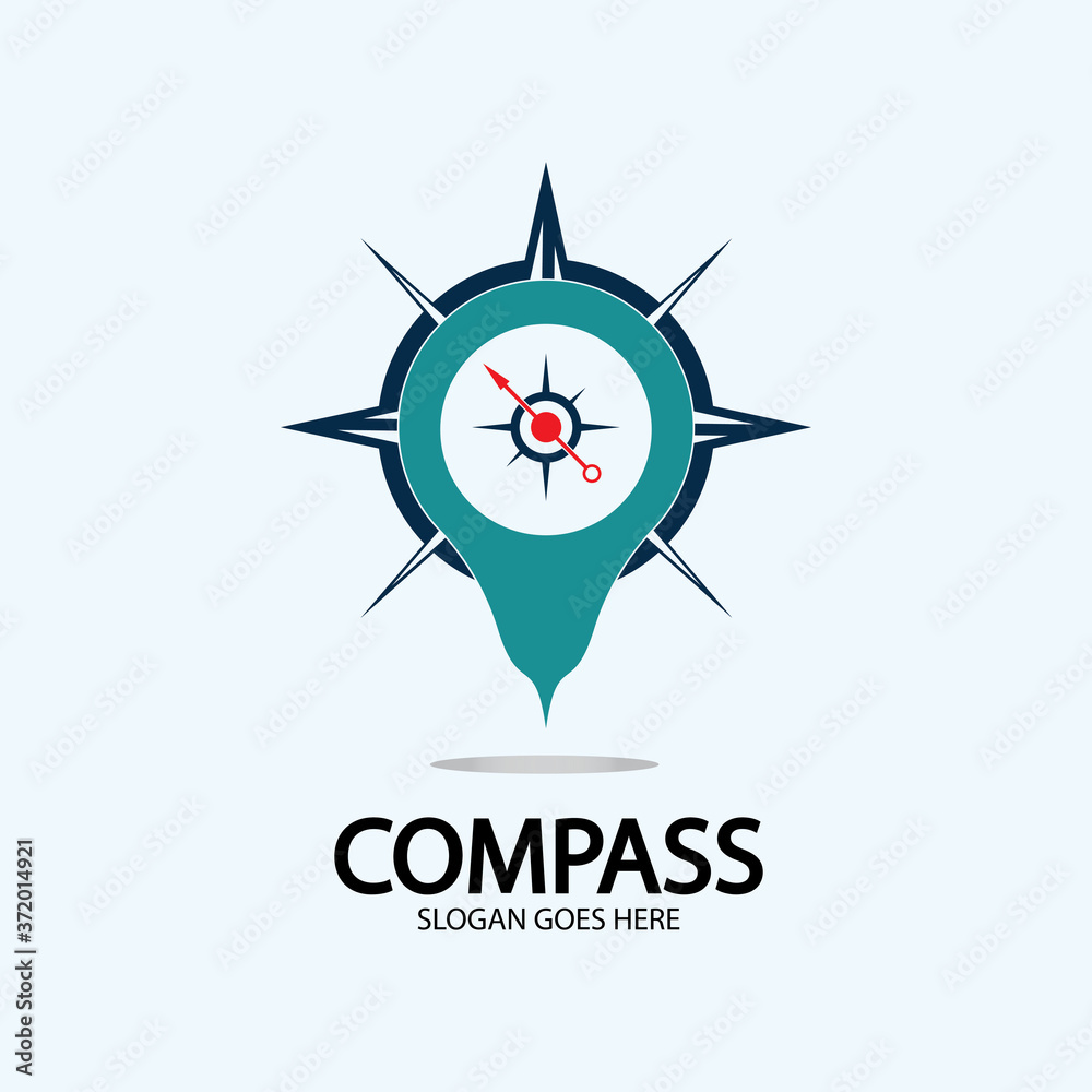 Geolocation point with compass logo illustration design concept vector Geolocation point with compass logo illustration design concept vector