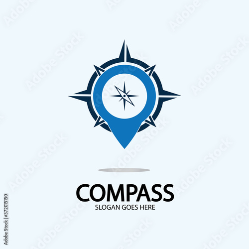 Geolocation point with compass logo illustration design concept vector