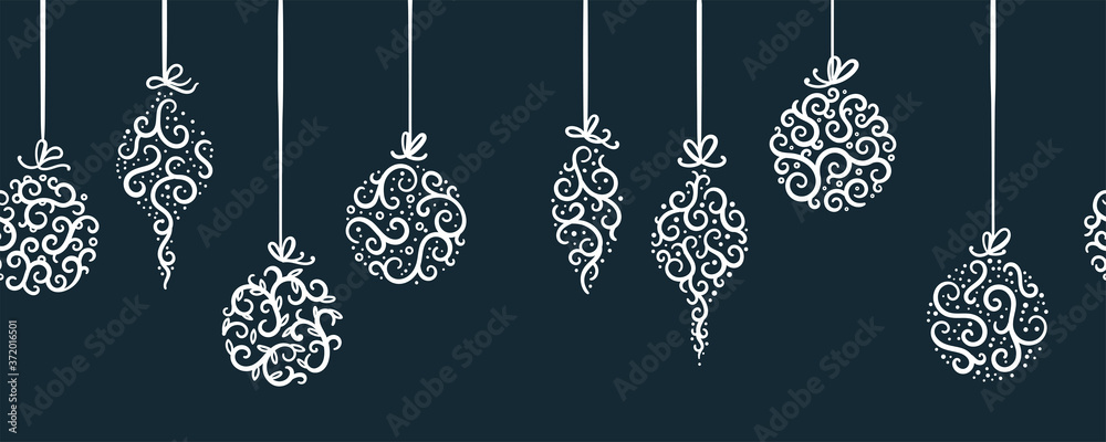 Elegant Christmas baubles seamless pattern, hand drawn balls - great for textiles, wallpapers, invitations, banners - vector surface design