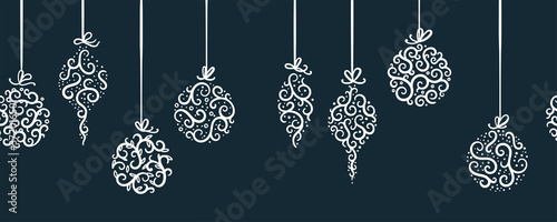 Elegant Christmas baubles seamless pattern, hand drawn balls - great for textiles, wallpapers, invitations, banners - vector surface design