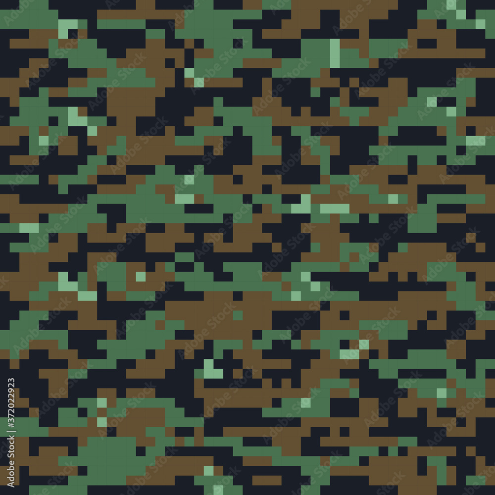 Vector seamless camo digital pixel tiger army fatigue pattern design