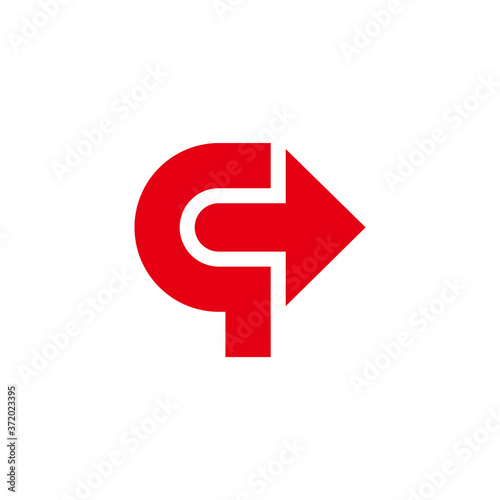 Free Download letter qc simple geometric right arrow design logo vector - GFXLoad