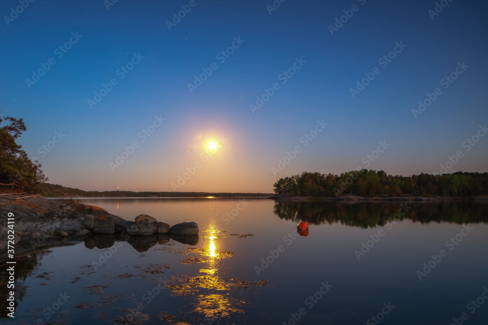 Moon light reflecting in the Baltic sea