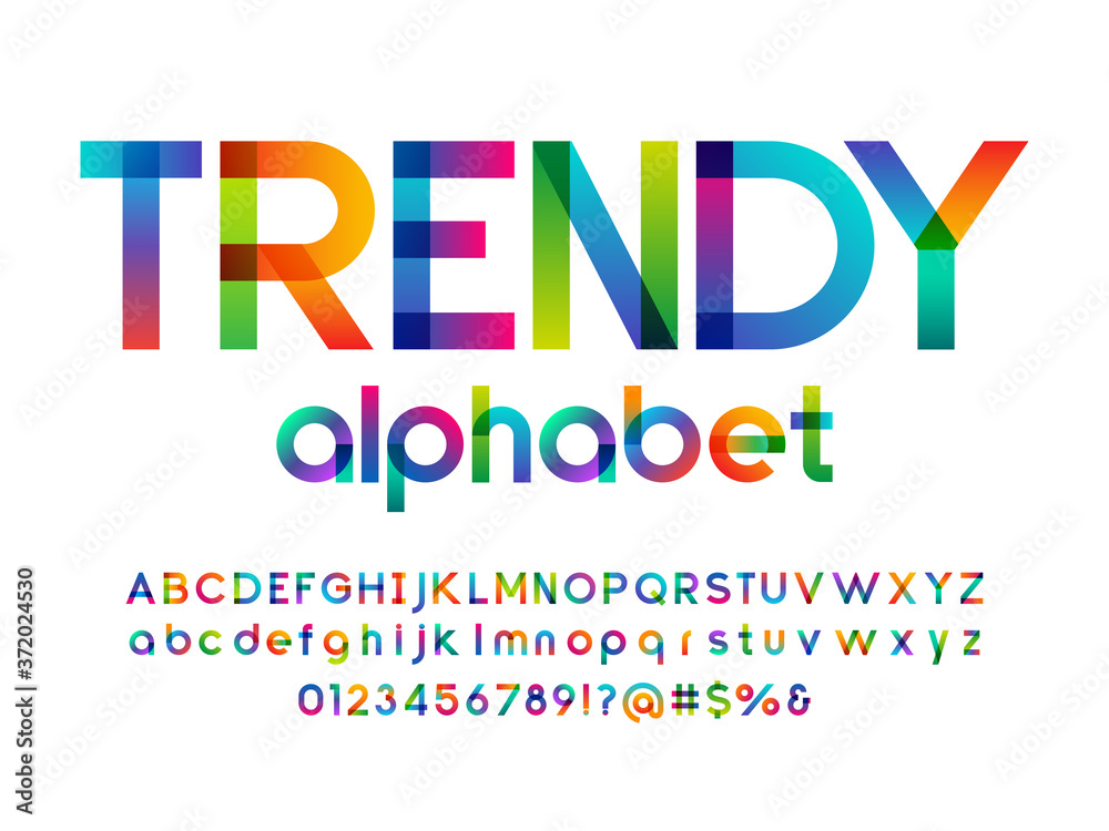 Colorful stylized modern alphabet design