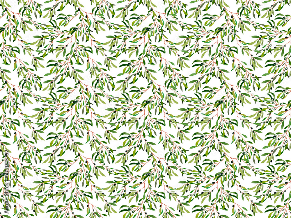 watercolor hand painted seamless olive leaf pattern watercolor hand painted seamless olive leaf pattern