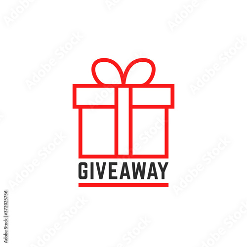 red giveway logo like thin line gift