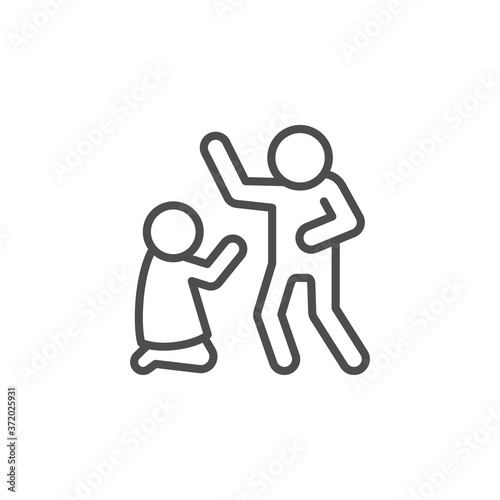 Domestic violence line outline icon