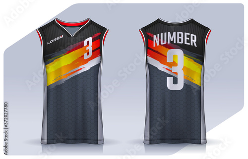 Basketball tank top design template, Sport jersey mockup. uniform front , side and back view.
