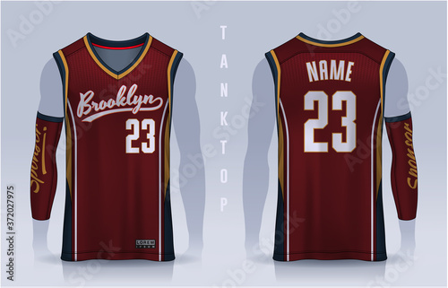 Basketball tank top design template, Sport jersey mockup. uniform front , side and back view.
