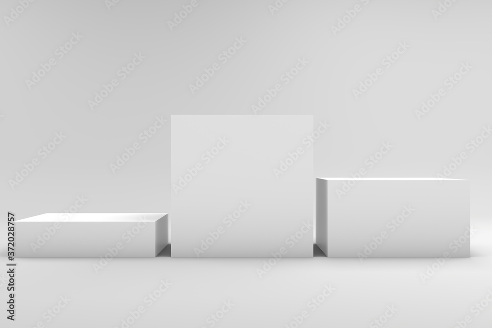 Fototapeta premium Podium in abstract white composition, 3d render, 3d illustration