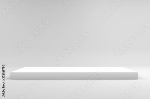 Fényképezés Podium in abstract white composition, 3d render, 3d illustration