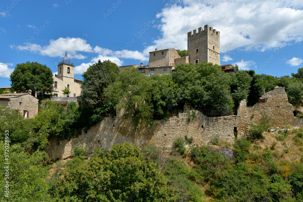 Castle and church of Esparron-de-Verdon, a commune in the Alpes-de-Haute-Provence department in southeastern France. 