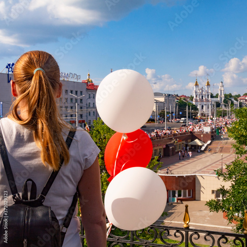 Vitebsk, Belarus - August 16, 2020 : the rally in Belarus. photo