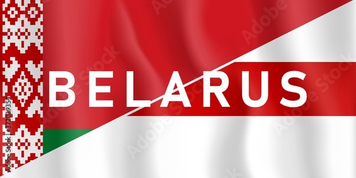 Belarus Flag. Waving national flag of republic of Belarus. Concept of changes in country. Old soviet flag replaced on a new national flag. Silk realistic texture. Vector illustration.