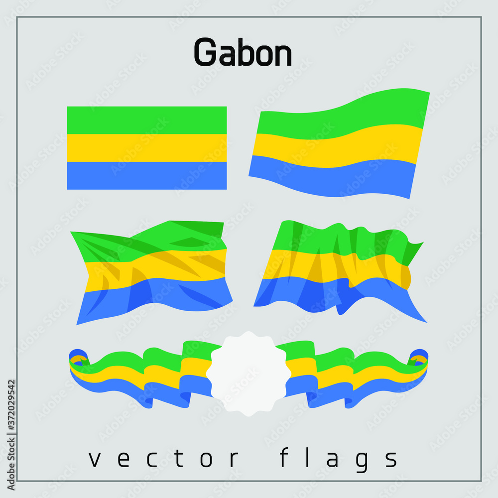 Obraz premium Waving vector flags of Gabon