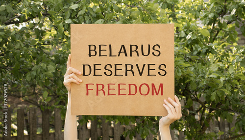Free Belarus the rally in Solidarity with Belarus. Abhorrent human rights abuses happening there after elections © Inna
