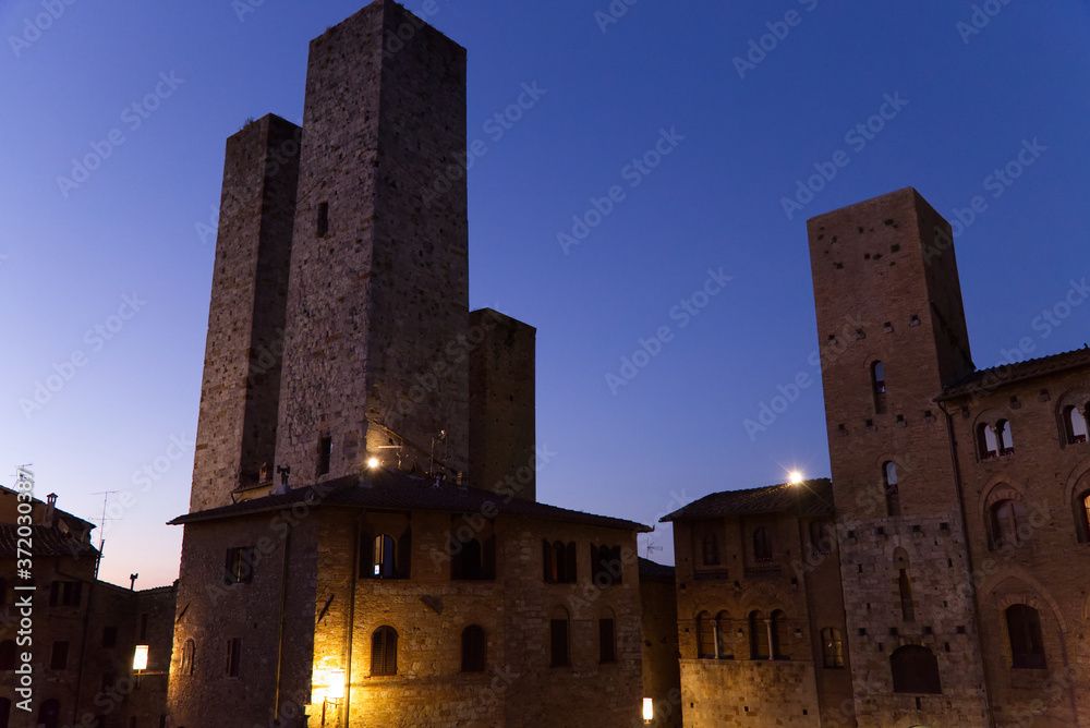 The towers of San Gimignano at night