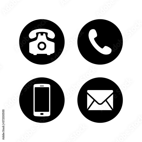 Contact icon set vector. Phone, Telephone, Mobile phone, Smartphone flat illustration collection symbol for design, Web design, Infographics, UI, Business and more.