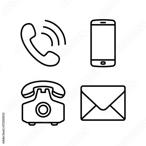 Contact icon set vector. Phone, Telephone, Mobile phone, Smartphone flat illustration collection symbol for design, Web design, Infographics, UI, Business and more.