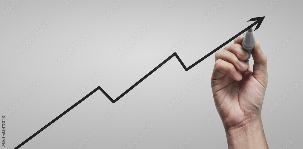 Hand drawing chart, graph stock of growth Hand drawing chart, graph stock of growth