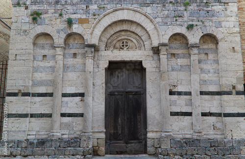 The facade of the church of San Francesco in San Gimignano